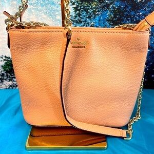 Kate Spade Taupe crossbody Small EUC Gold Chain and Hardware